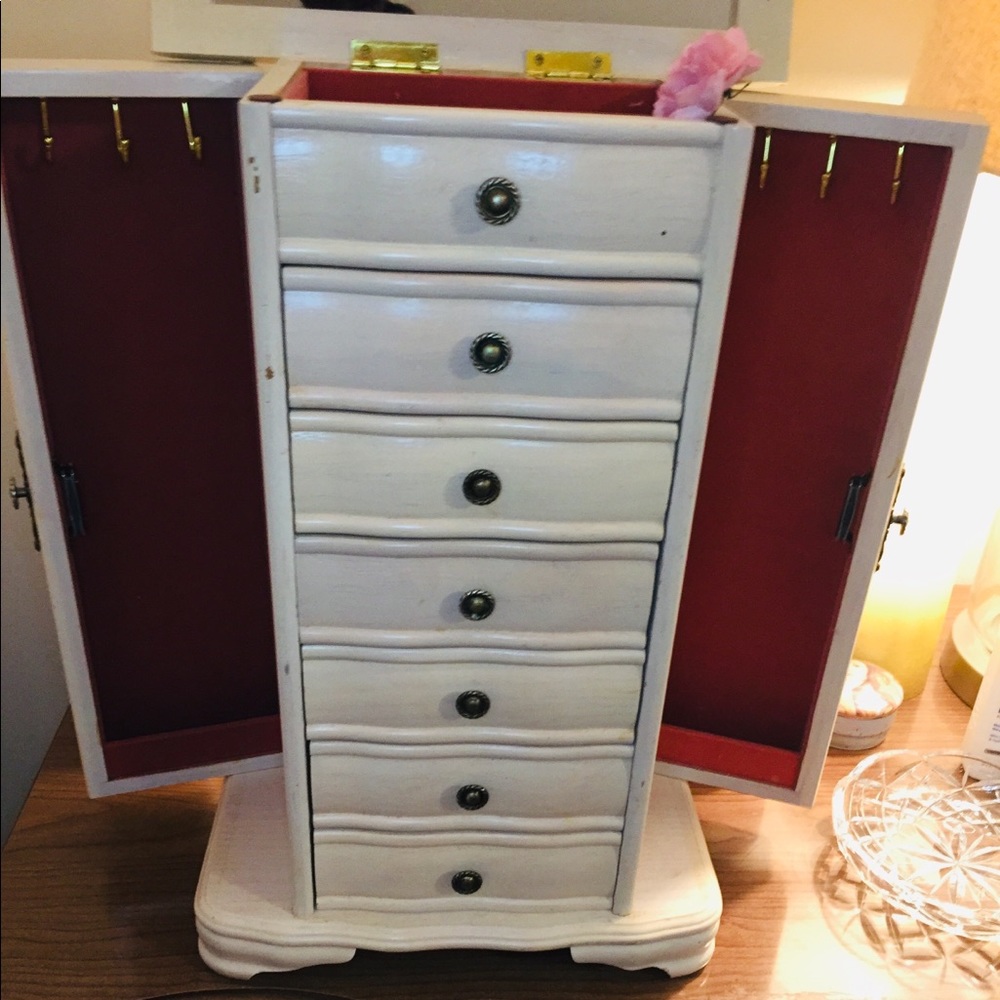 Vintage cream/white jewelry armoire